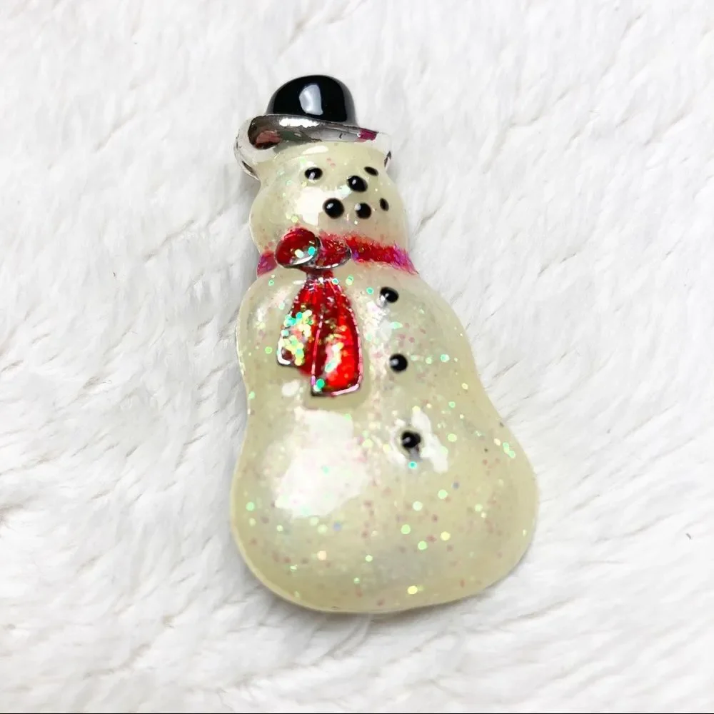 Sparkle snowman pin brooch Christmas festive